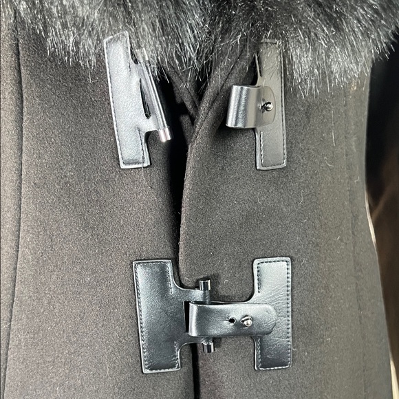 WHBM • NWT Black Fur-Collar Pea Coat - Picture 2 of 10